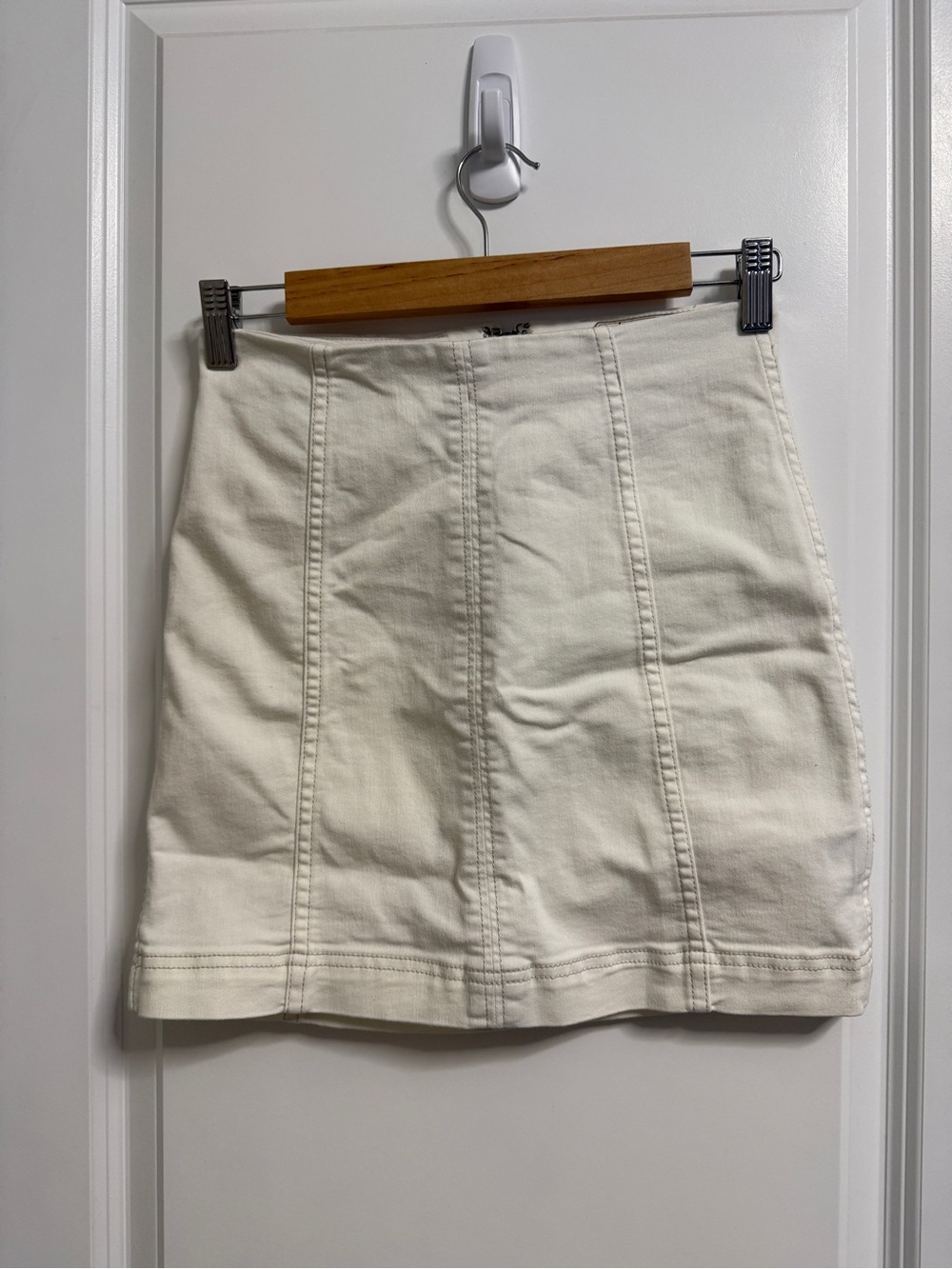 Free People Cream Panel-Stitch High-Waist Mini Skirt